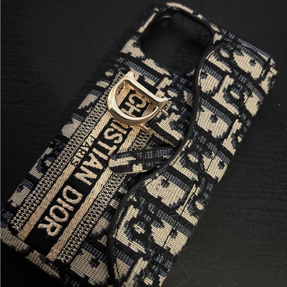 Dior Black and Cream Logo Phone Case